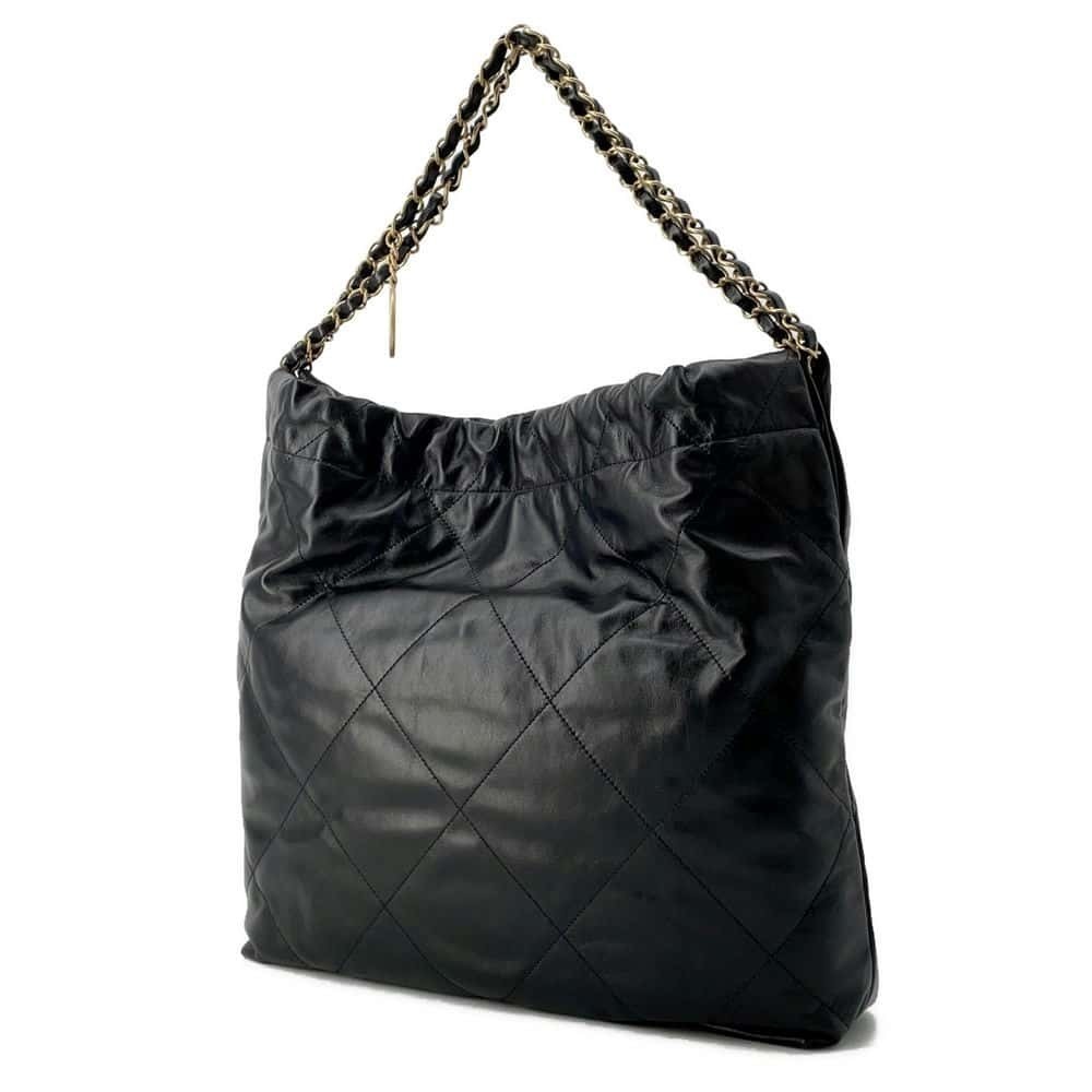 Chanel 22 Bag Shiny Black Leather Calf Shoulder